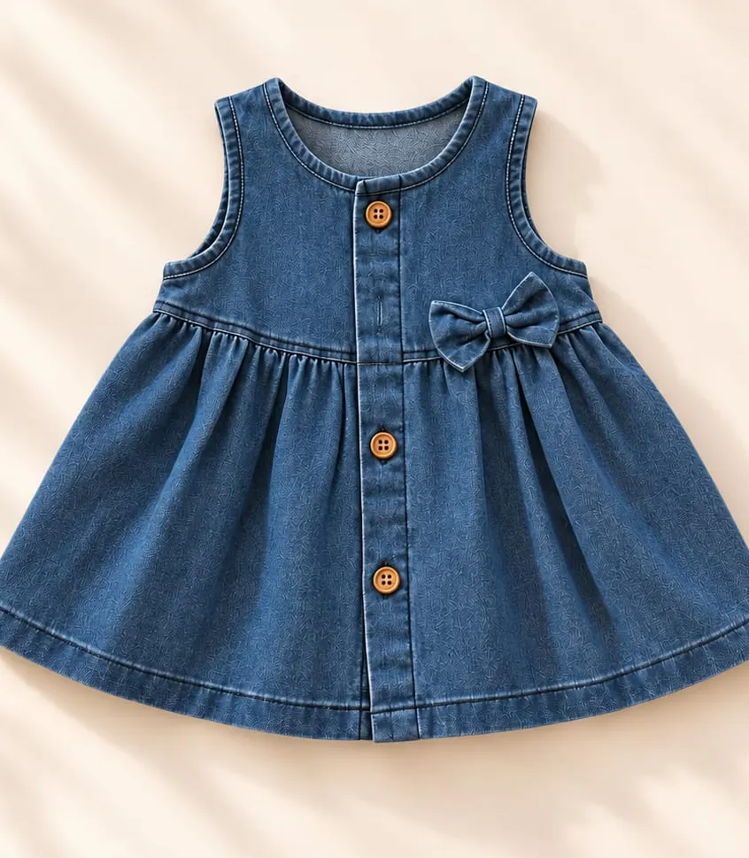 Vestido de denim con moño para bebé